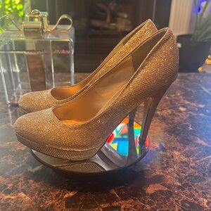 Call It Spring Gold Sparkle Platform Pumps - Women’s Size 9